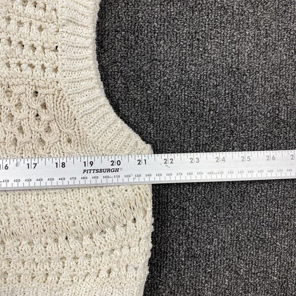 ZARA Pullover Knit Cream Knitted Hoodie Cropped Sweater Vest Women's Size Large - Picture 2 of 6